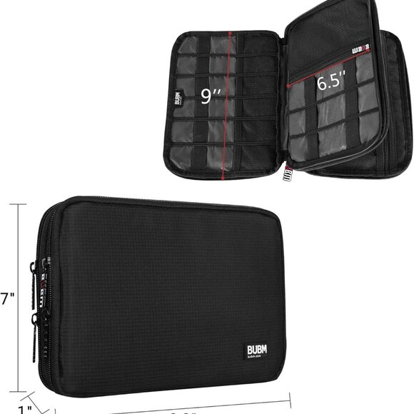 BUBM Electronics Double Layer Medium Storage/Travel Zip Case in Charcoal Gray - Picture 13 of 16